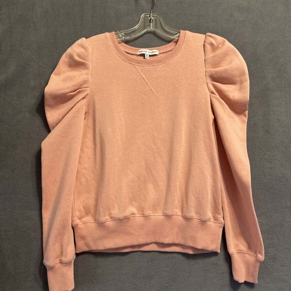 Rebecca Minkoff Janine Puff‎ Sleeve Sweatshirt Womens Size XS Pink Feminine